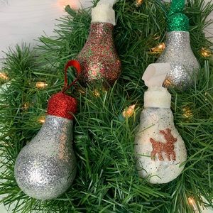 Ornaments Set of 16 Lightbulb handmade Christmas